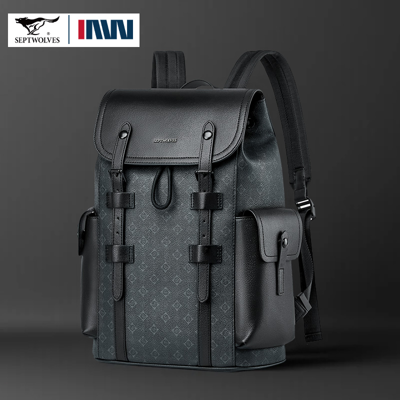 Leather Work Rucksack - Septwolves Zaino in pelle stampata da